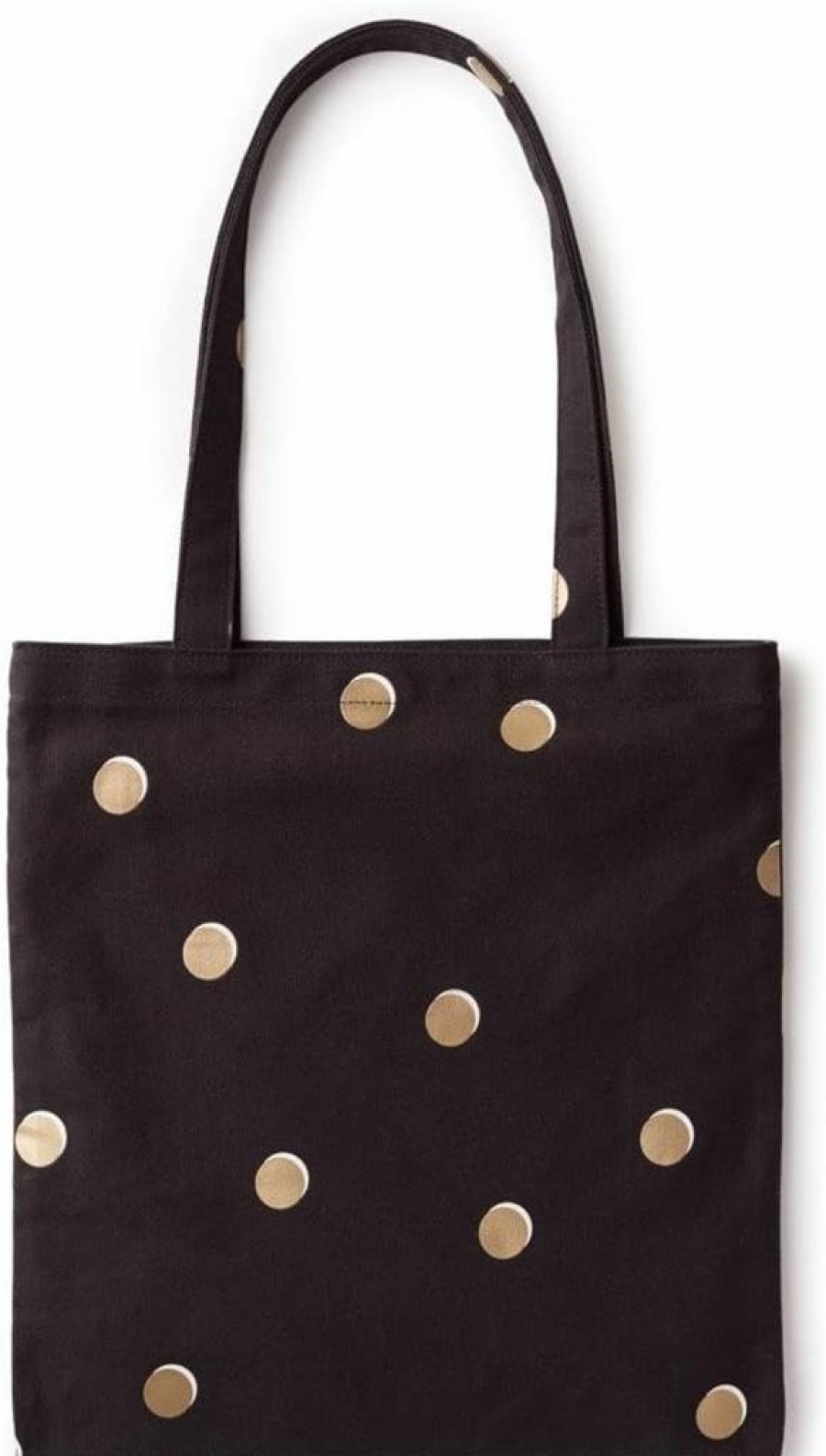 Kate Spade New York Black Scatter Dot Canvas Tote Bag for Women - Stylish Beach & Book Bag with Pocket
