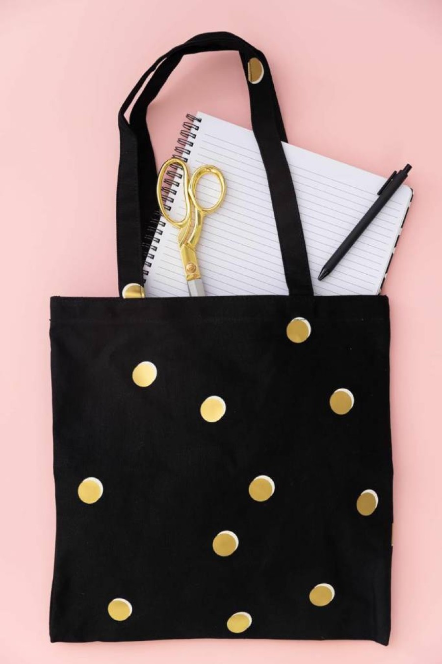 Kate Spade New York Black Scatter Dot Canvas Tote Bag for Women - Stylish Beach & Book Bag with Pocket