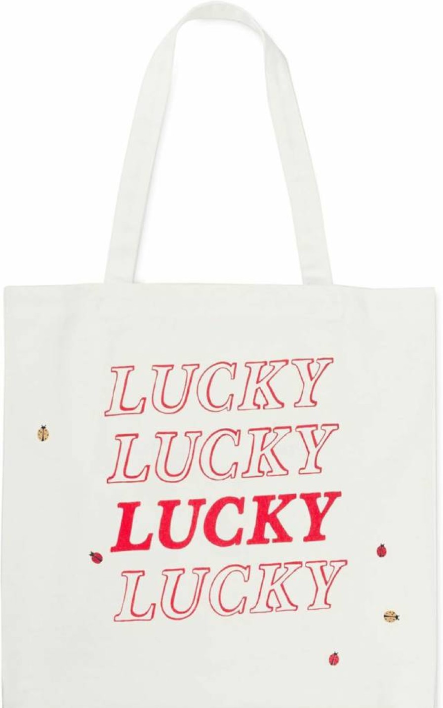 Kate Spade New York Lucky Ladybug Canvas Tote Bag for Women - Stylish Beach & Book Bag with Pocket