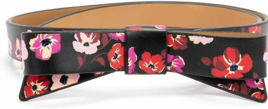 Kate Spade New York Women's 0.75 Inch Bow Detail Leather Belt - Stylish Adjustable Waistband Accessory