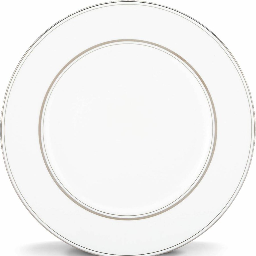 Kate Spade New York Library Lane Platinum Bread Plate, 0.5 LB, White Ceramic Serving Plate for Dining & Entertaining