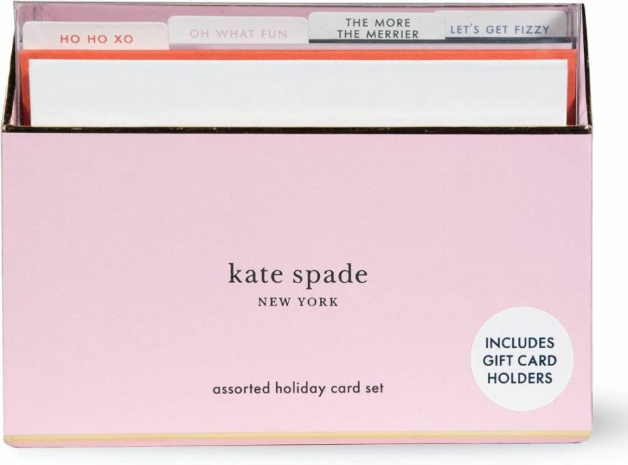 Kate Spade New York Holiday Greeting Cards Set - 10 Blank All-Occasion Stationery Cards with Envelopes, Spruce Plaid Design