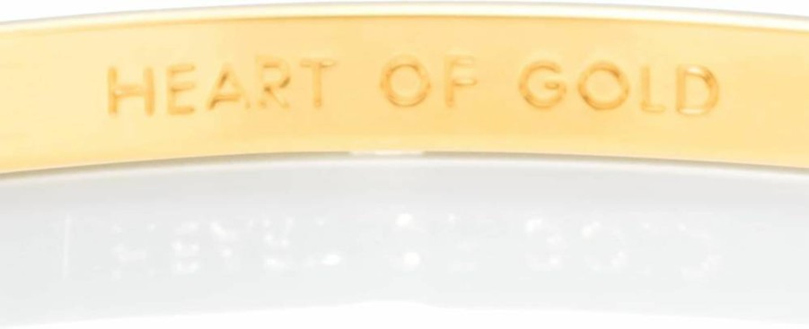Kate Spade New York Heart of Gold Idiom Bangle Bracelet for Women, 7.75" Adjustable Cuff, Rose Gold Tone, Elegant Gift Jewelry