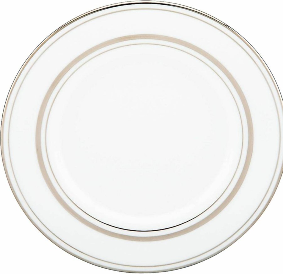 Kate Spade New York Library Lane Platinum White Dinner Plate - 1.50 Lb Elegant Dining Dish