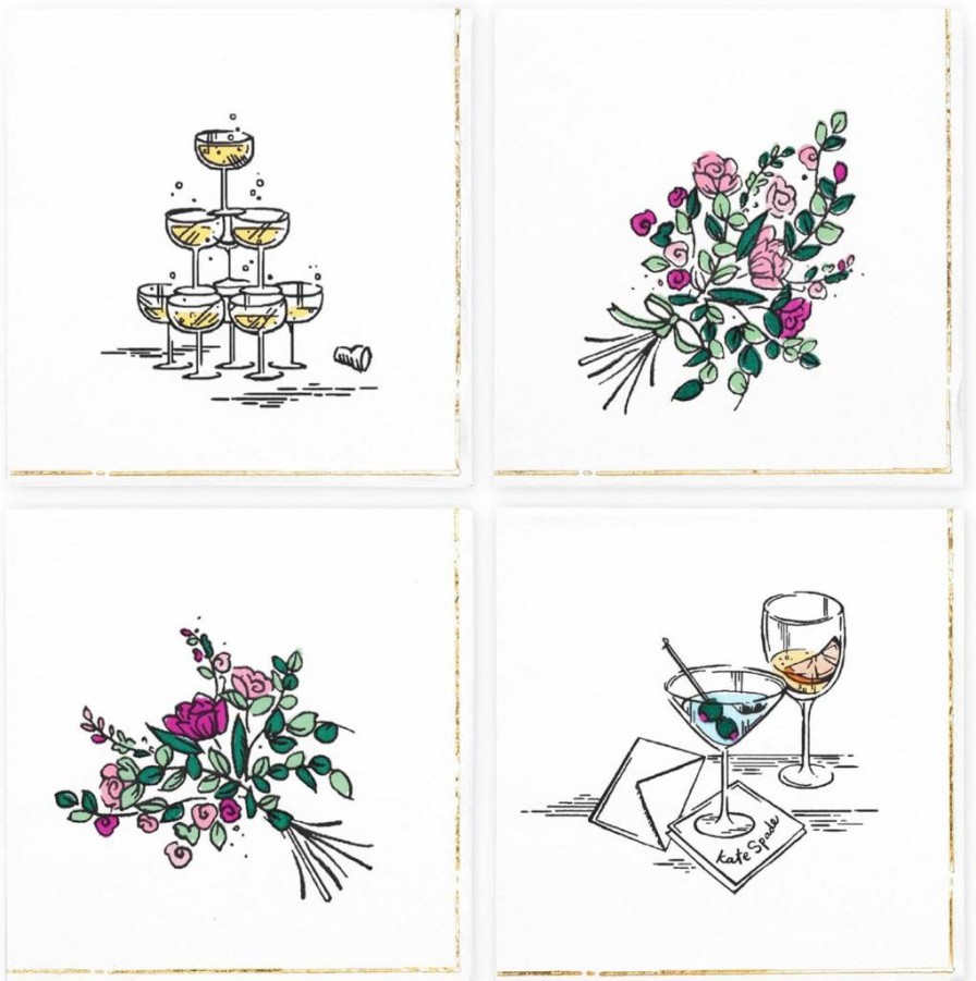 Kate Spade New York White Bridal Toile Design Disposable Cocktail Napkins, 52-Pack for Parties & Events