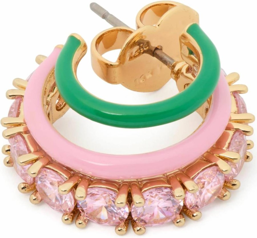 Kate Spade New York Pink Multi Shimmer Stacked Huggie Earrings