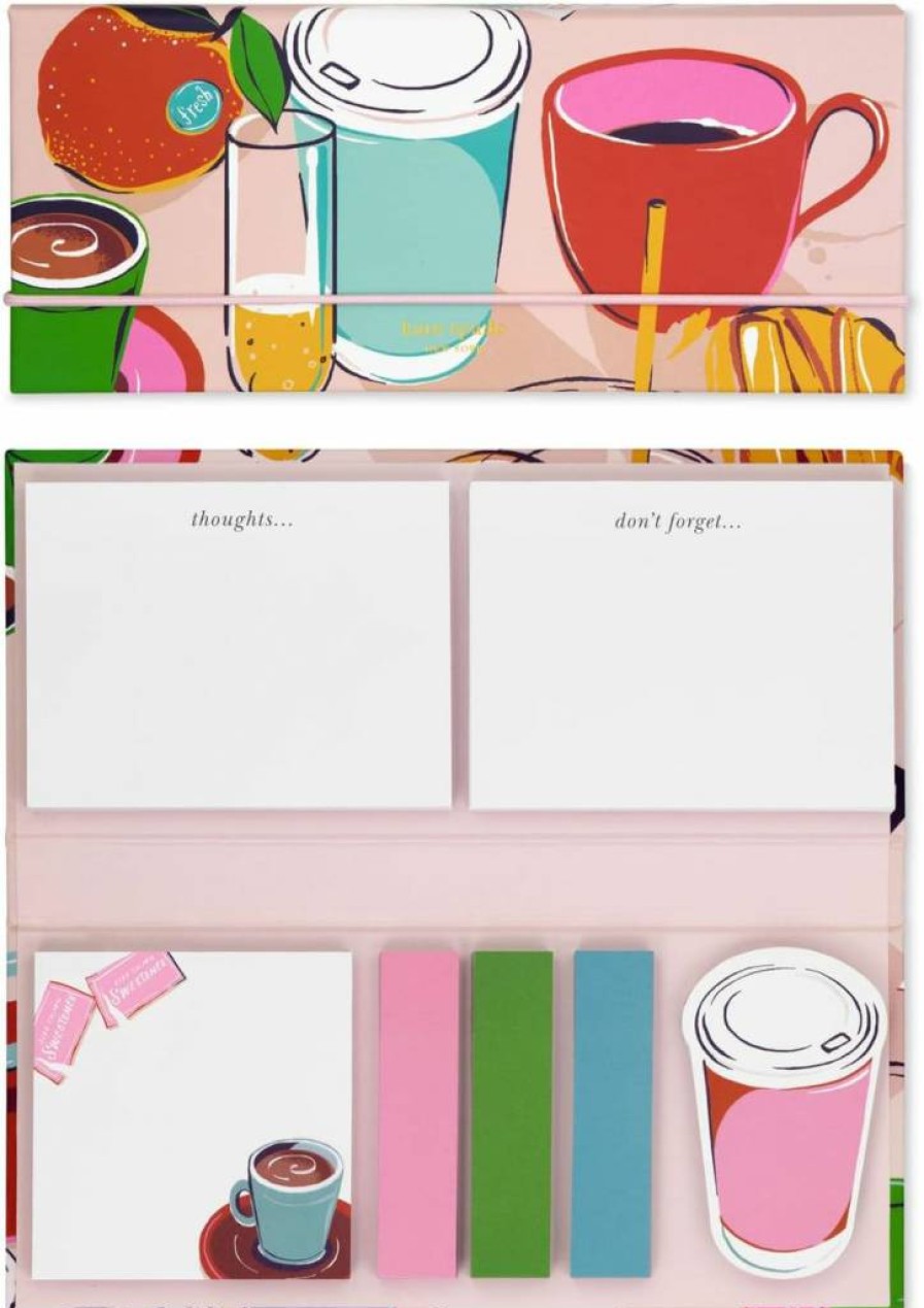 Kate Spade New York Rise And Shine Padfolio Set with 7 Sticky Note Pads, 75 Sheets Per Notepad, Cute Study & Office Supplies for Women