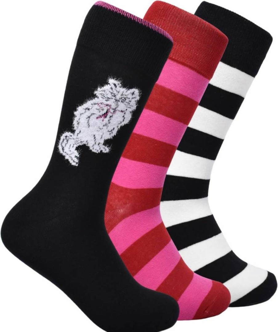Kate Spade New York Women's 3-Pack Pretty Kitty Crew Socks - Soft, Comfortable Cat-Themed Socks for Women