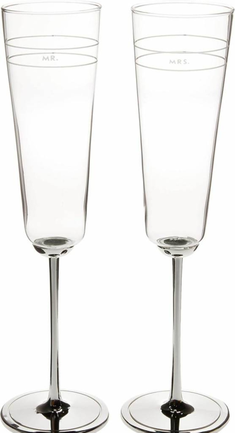 Kate Spade New York Darling Point Mr. & Mrs. Champagne Flutes Set - 2-Piece Wedding Couple Glasses