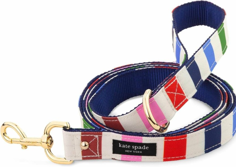 Kate Spade New York Raining Cats & Dogs Pet Leash - 4.5FT Heavy Duty Dog Lead with Gold Hardware for Small & Medium Breeds