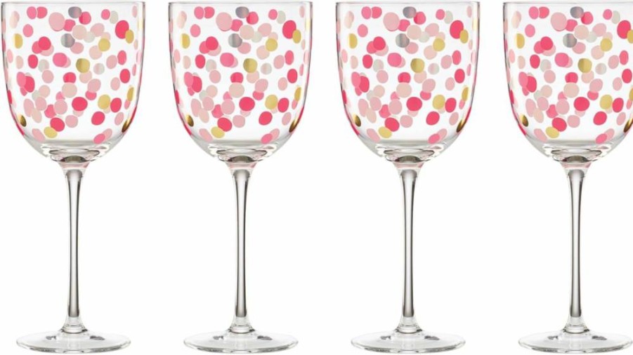 Kate Spade New York Confetti Wine Glasses Set - 4-Piece Party Glassware Collection