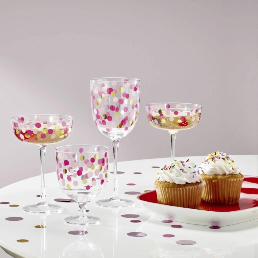 Kate Spade New York Confetti Wine Glasses Set - 4-Piece Party Glassware Collection