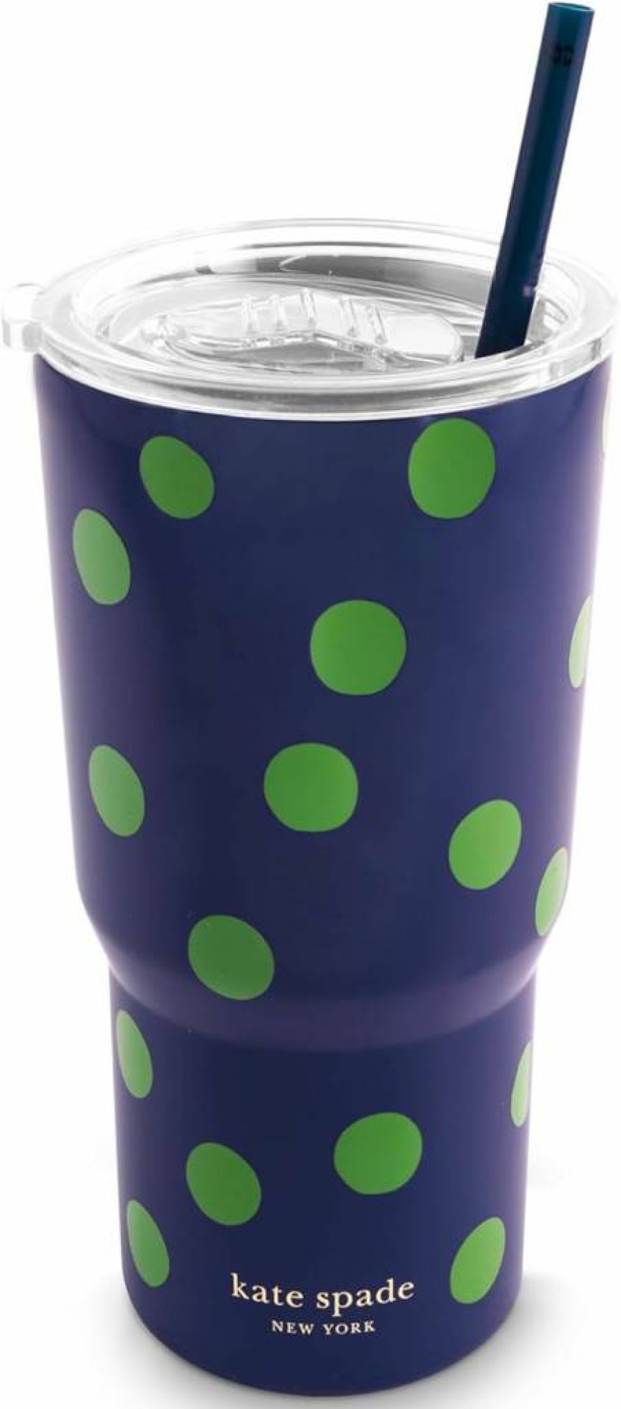Kate Spade New York 20oz Stainless Steel Tumbler with Reusable Straw & Slide Lid - Insulated Travel Mug for Hot & Cold Drinks (Sunny Day Stripe)