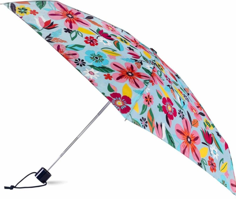 Kate Spade New York Safari Floral Compact Mini Umbrella with Storage Sleeve, Portable Travel Umbrella for Backpack, Car & On-the-Go