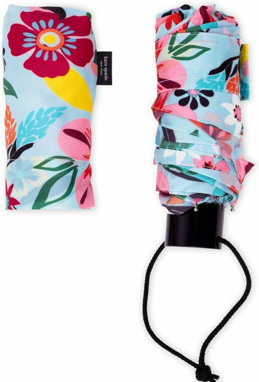Kate Spade New York Safari Floral Compact Mini Umbrella with Storage Sleeve, Portable Travel Umbrella for Backpack, Car & On-the-Go