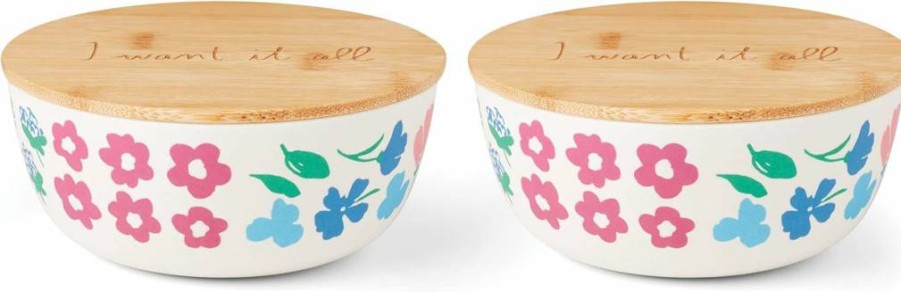 Kate Spade New York Floral Fields Ceramic Bowl with Lid - Floral Design Kitchen & Dining Decor