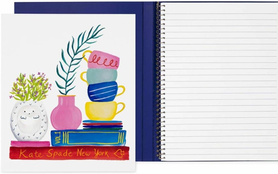 Kate Spade New York Charmed Library Journal - 8.25" x 6.75" Lined Spiral Notebook with 112 Pages, Stylish Concealed Notebook for Women