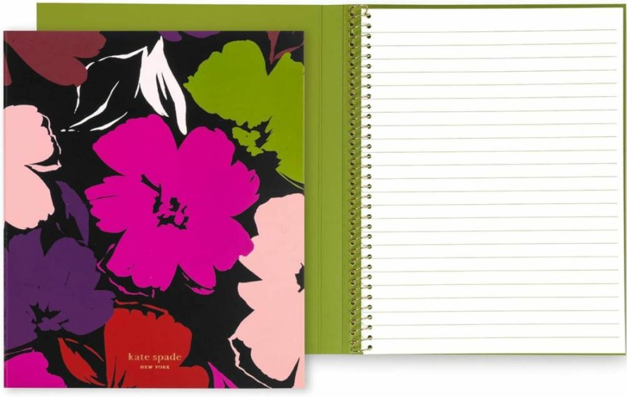 Kate Spade New York Painterly Blooms Small Lined Journal Notebook - 8.25" x 6.75" Spiral Bound, 112 Pages, Concealed Design