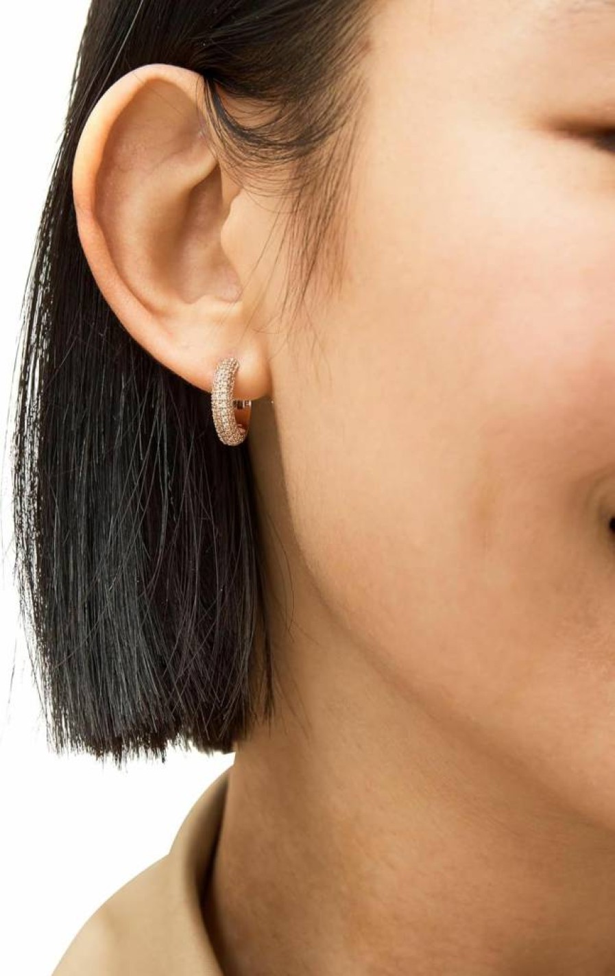 Kate Spade New York Brilliant Pave Huggie Earrings - Sparkling Statement Hoop Earrings for Women