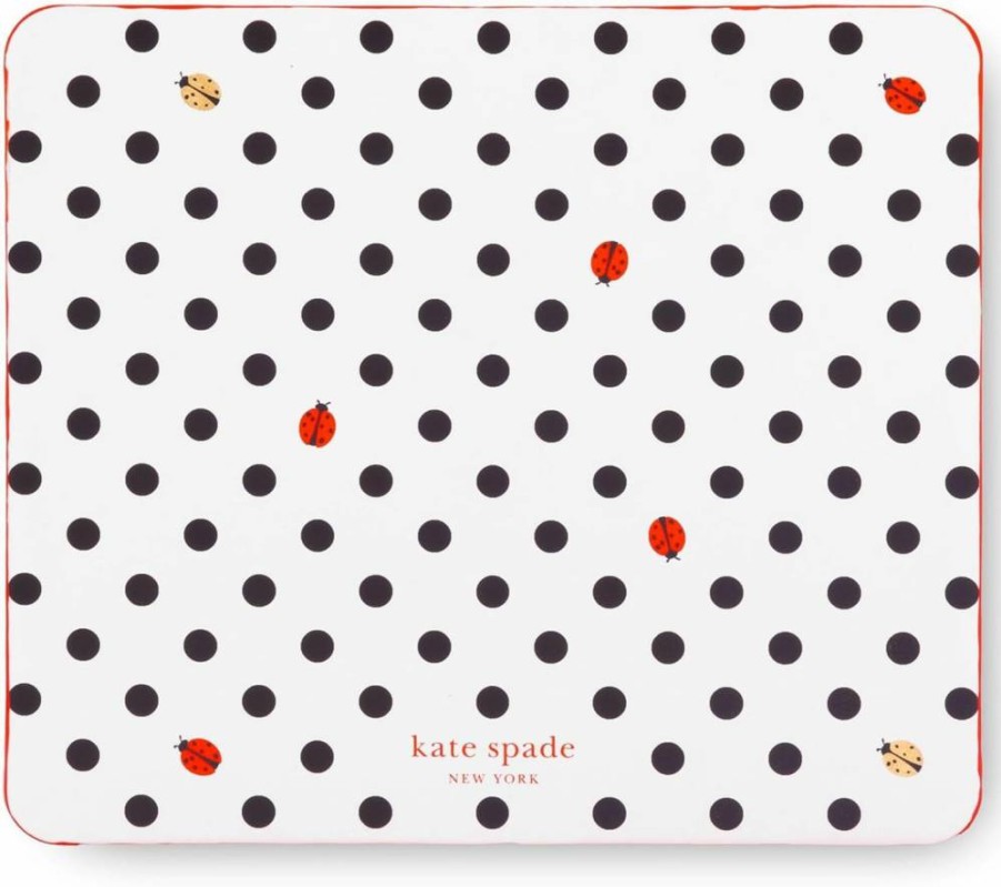 Kate Spade New York Leatherette Ladybug Dot Mouse Pad - 9" x 8" Non-Slip Desk Mat for Office & Home