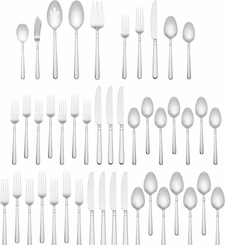 Kate Spade New York 45-Piece Fair Harbor 18/10 Stainless Steel Flatware Set, Silverware Set for Dining