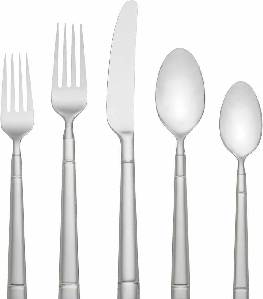 Kate Spade New York 45-Piece Fair Harbor 18/10 Stainless Steel Flatware Set, Silverware Set for Dining