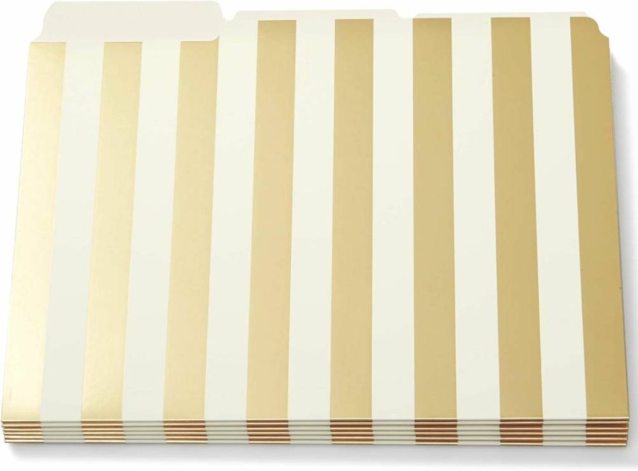 Kate Spade New York Gold Stripe Letter Size File Folder Set - 6-Pack Organizer for Office & Home