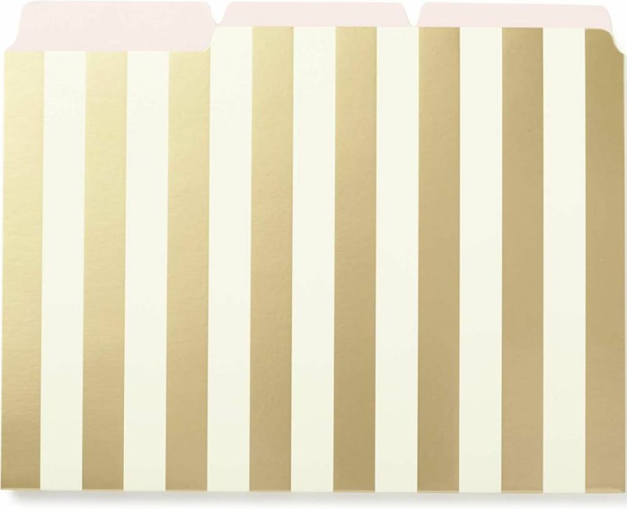 Kate Spade New York Gold Stripe Letter Size File Folder Set - 6-Pack Organizer for Office & Home