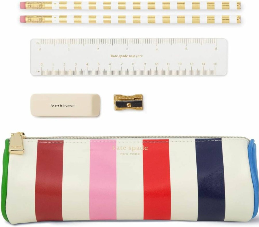 Kate Spade New York Office Supplies Zip Pouch - Pen & Pencil Case with Ruler, Eraser, Sharpener & 2 Pencils
