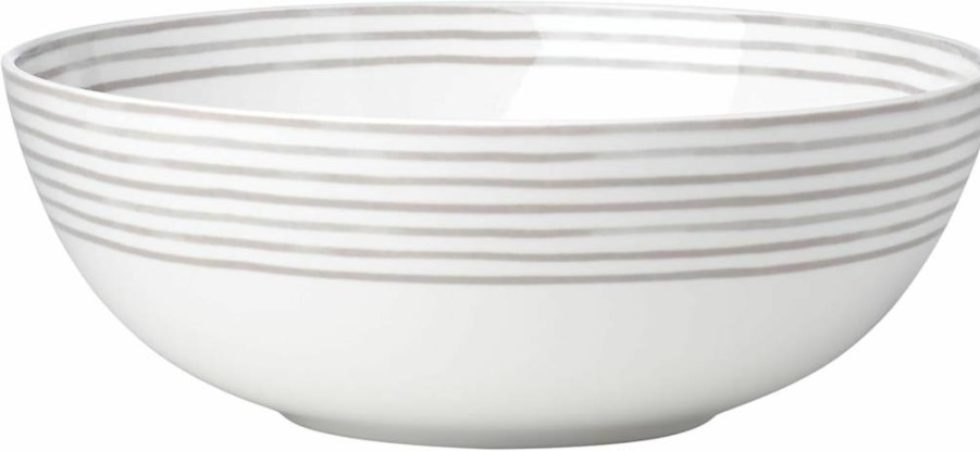 Kate Spade New York Charlotte Street Medium Serving Bowl – 2.6L Capacity, Taupe Grey Ceramic Dish for Entertaining