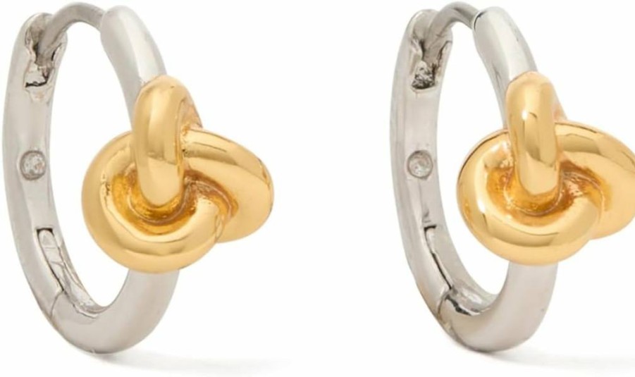 Kate Spade New York Double Knot Huggie Earrings for Women - Gold-Tone Hoop Earrings with Knot Detail