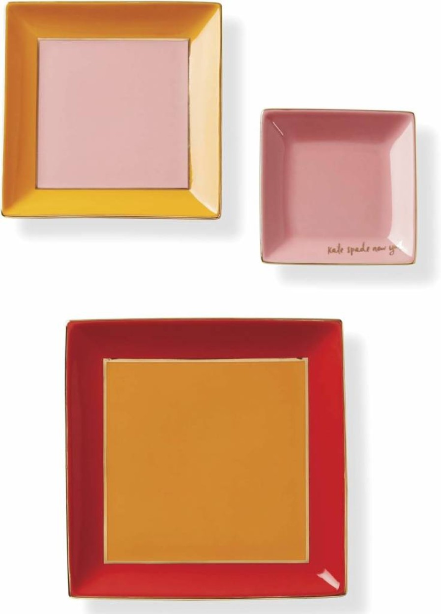 Kate Spade New York Red 3-Piece Serving Tray Set - Make It Pop Collection