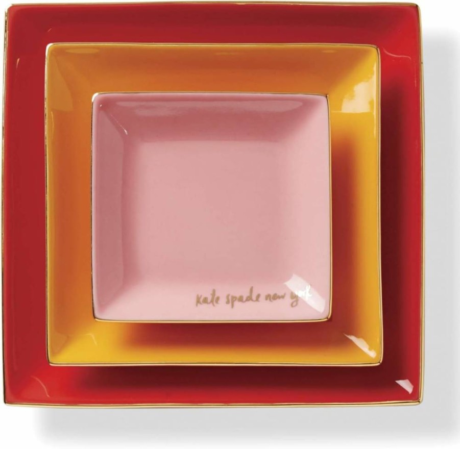 Kate Spade New York Red 3-Piece Serving Tray Set - Make It Pop Collection
