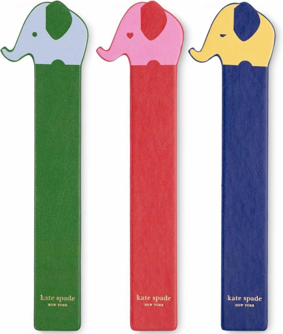 Kate Spade New York Elephant Leatherette Bookmark Set - 3 Piece Novelty Book Markers Gift