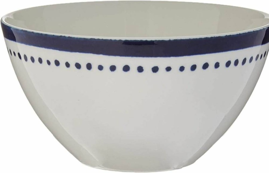 Kate Spade New York Charlotte Street Blue 4-Piece Dinnerware Set, Porcelain Plates & Bowls, West Collection