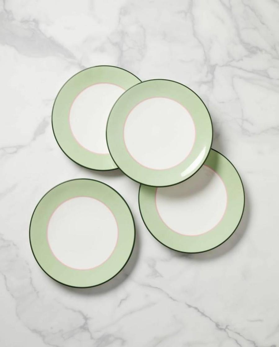 Kate Spade New York Navy & Green Make It Pop Dinner Plates, Set of 4, 6.9-Inch Ceramic Plates