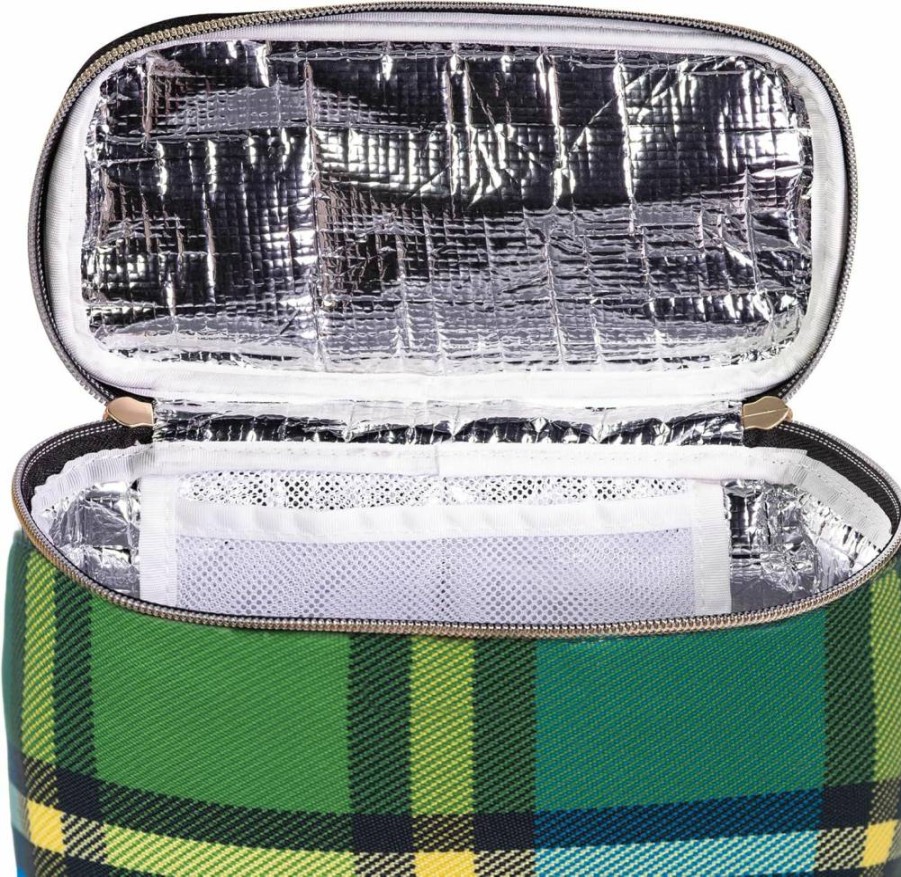 Kate Spade New York Insulated Lunch Bag for Women - Thermal Tote with Double Zipper, Carry Handle, Grand Plaid Duo Design, Small Cooler for Work or School