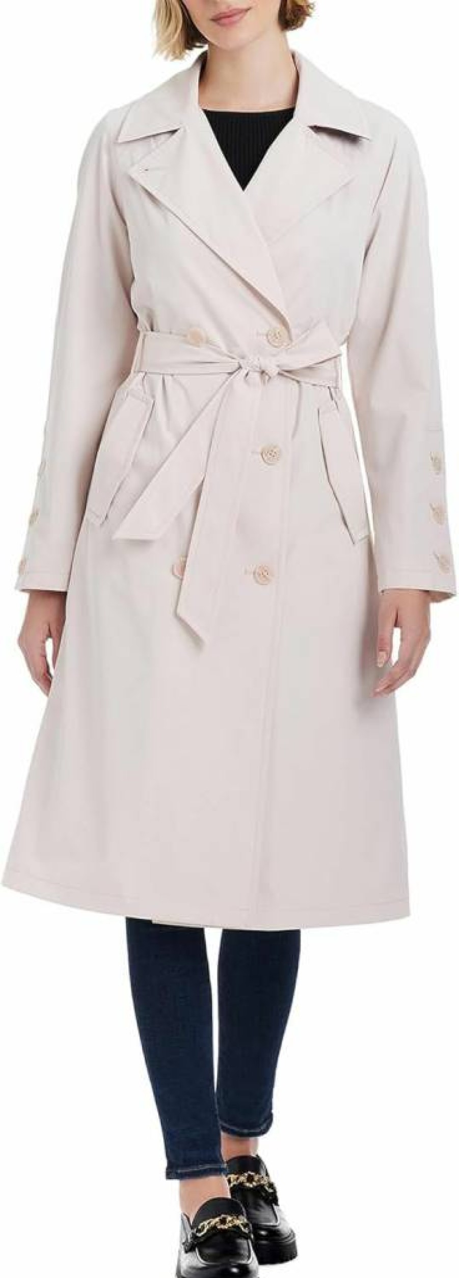 Kate Spade New York Women's Double Breasted Trench Coat - Classic Waterproof Raincoat for Women