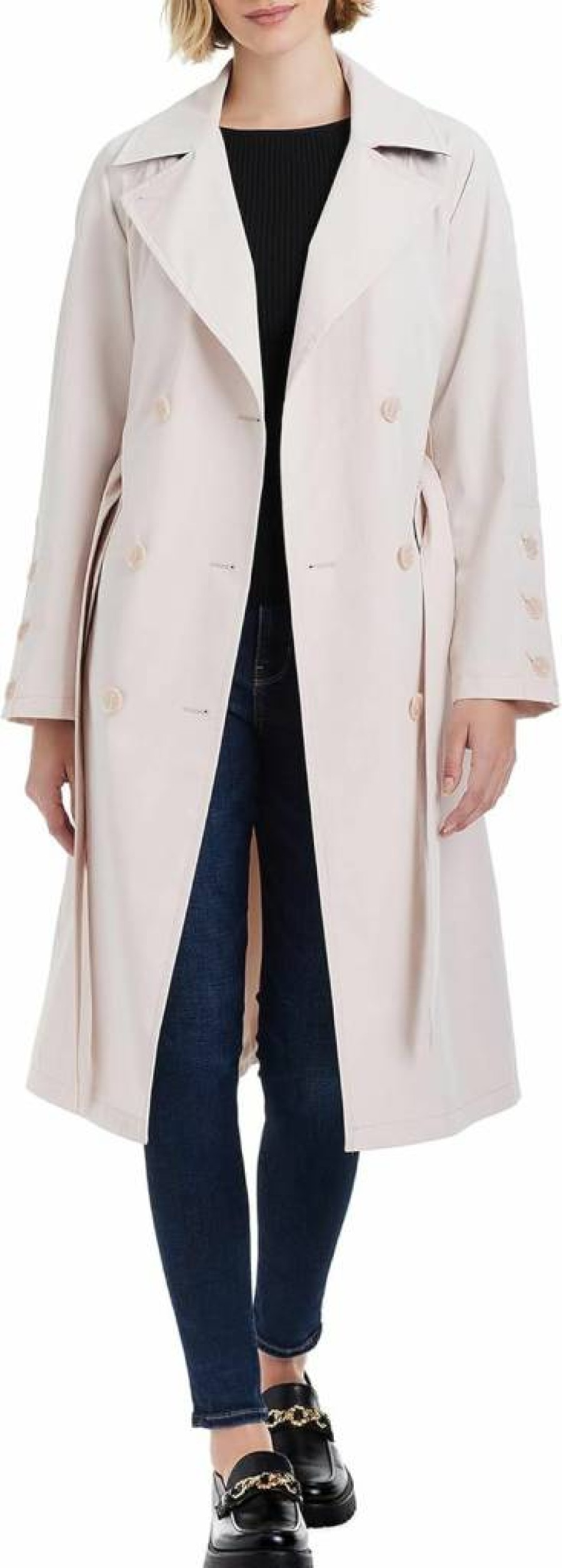 Kate Spade New York Women's Double Breasted Trench Coat - Classic Waterproof Raincoat for Women