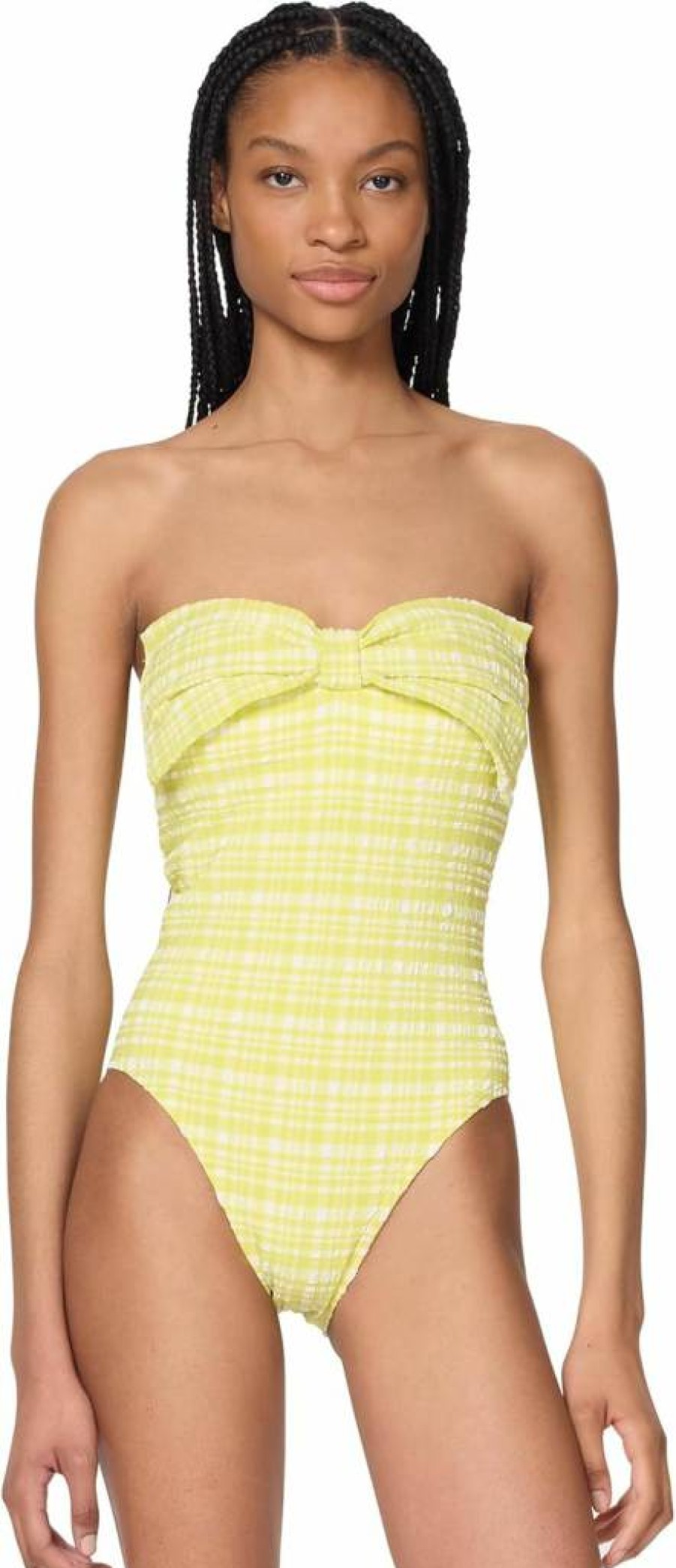 Kate Spade New York Women's Plaid Print One-Piece Swimsuit with Bow Detail