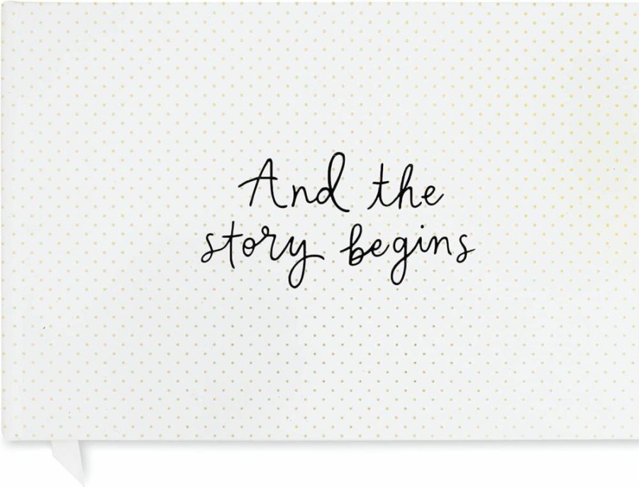 Kate Spade New York Wedding Guest Book & Bridal Journal Set - Includes Lined Pages, Blank Cards, Envelopes & Ceremony Sign - "And The Story Begins