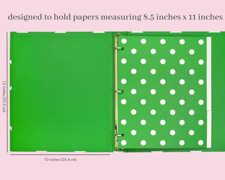 Kate Spade New York Green 3-Ring Binder with Tab Dividers & Pockets, 1-Inch Letter Size Paper Organizer