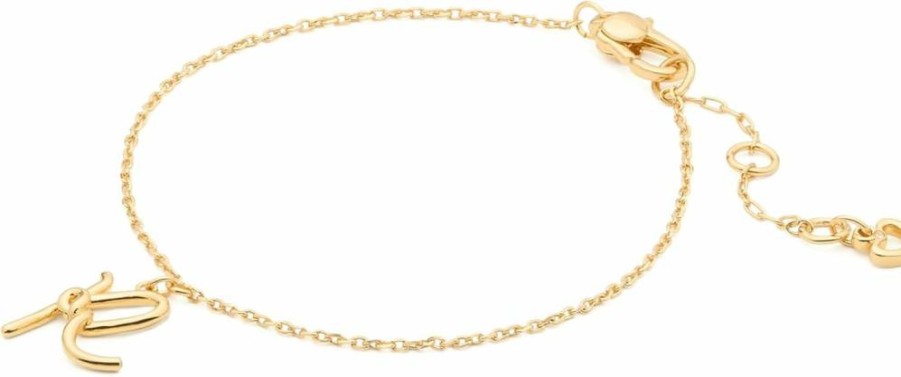 Kate Spade New York One In A Million Letter Charm Bracelet - Gold-Tone Adjustable Bangle for Women