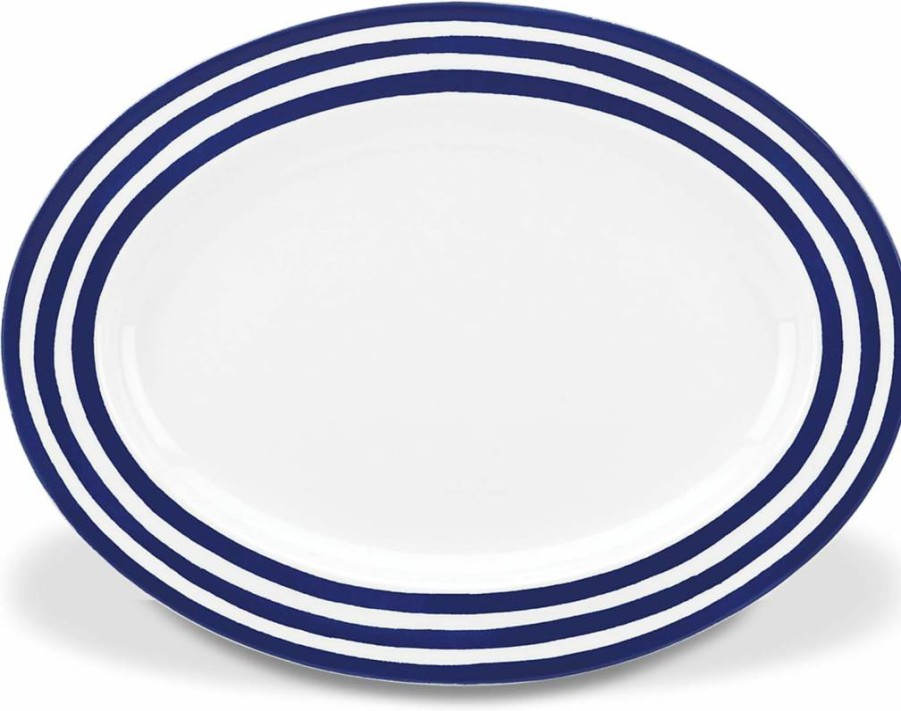 Kate Spade New York Charlotte Street 4-Piece Tidbit Plate Set, Ceramic Appetizer Plates, Cobalt Blue Dessert Plates, 1.75 Lb