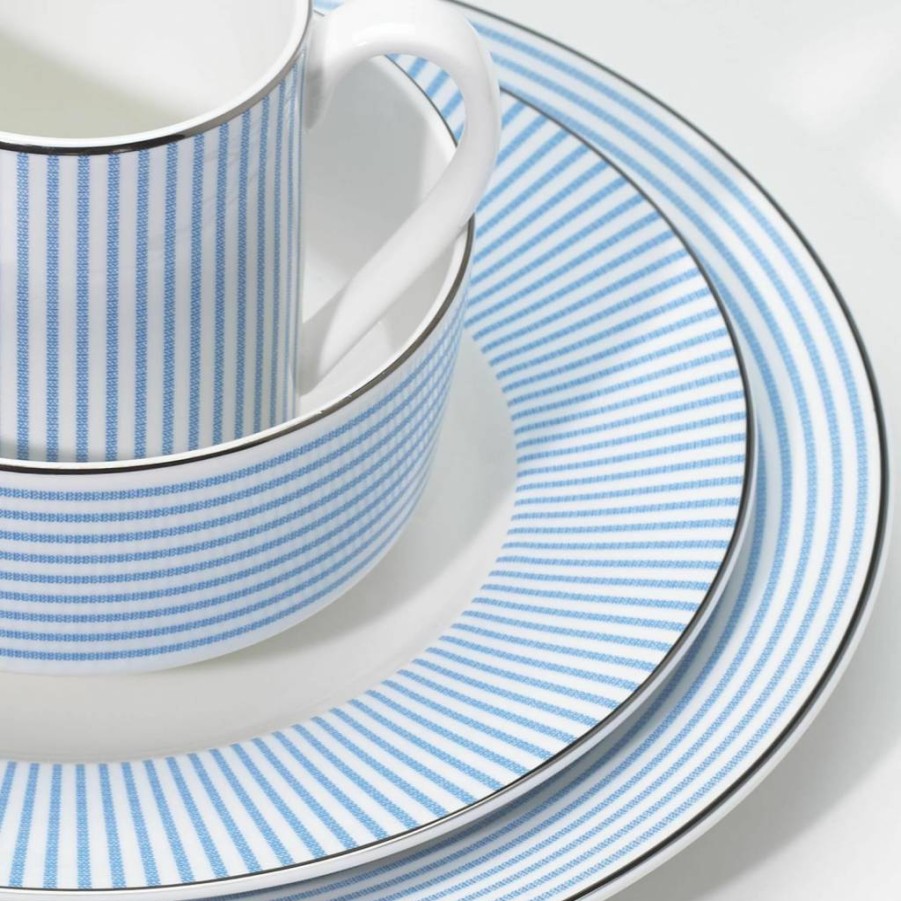 Kate Spade New York Blue Laurel Street 4-Piece Dinnerware Set - Plates, Bowls, Cups & Saucers