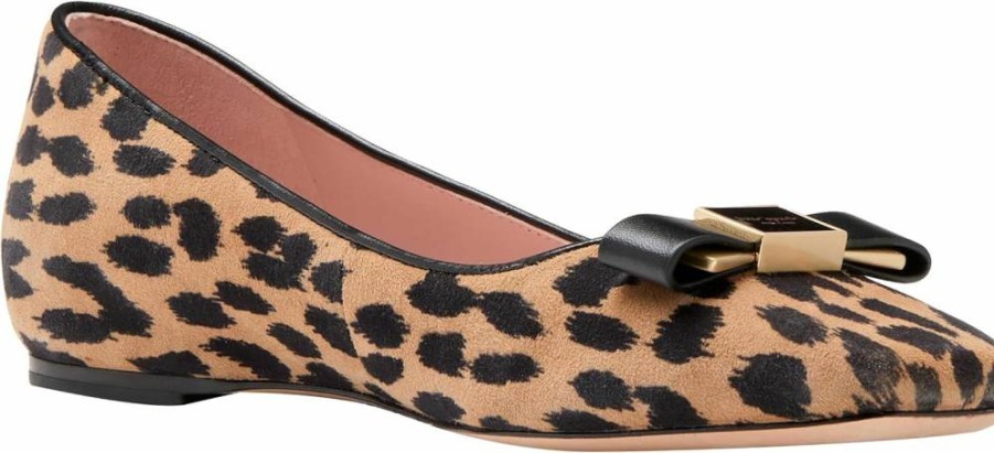 Kate Spade New York Women's Bowdie Ballet Flats - Classic Comfortable Leather Flat Shoes for Women