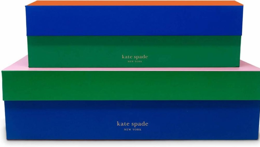 Kate Spade New York 2-Pack Colorblock Storage Boxes Set - Medium & Large Nesting Organizer Bins with Magnetic Closure, Decorative Home Storage Solutions
