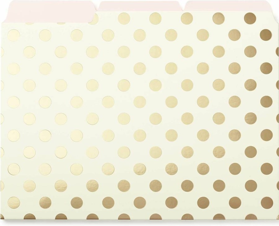 Kate Spade New York Gold Dot Letter Size File Folder Set - 6-Pack Organizers for Office & Home