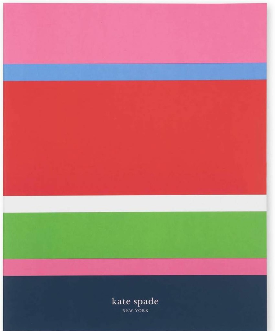 Kate Spade New York Sunny Day Stripe Journal - 8.25" x 6.75" Lined Notebook with 112 Pages, Spiral Bound Concealed Design