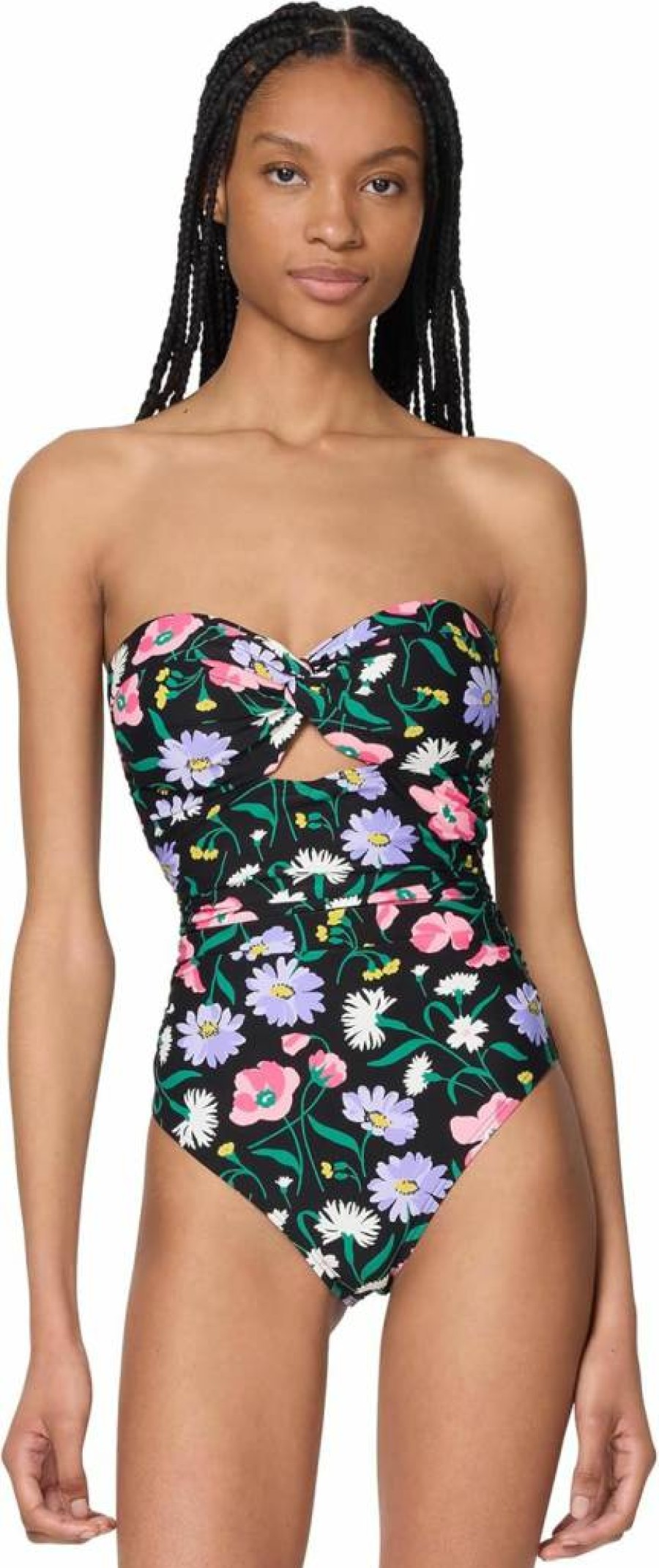 Kate Spade New York Women's Floral Bandeau One-Piece Swimsuit | Spring Bouquet Print